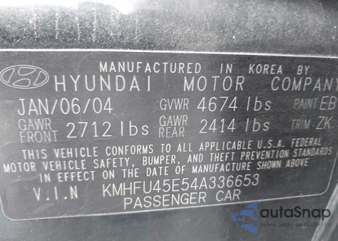 2004 Hyundai Xg350 L from USA, damaged, VIN KMHFU45E54A336653